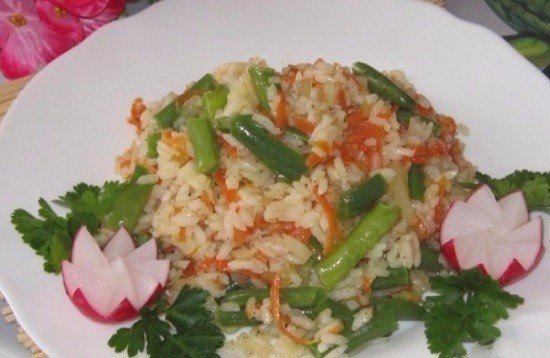 Рис со стручковой фасолью