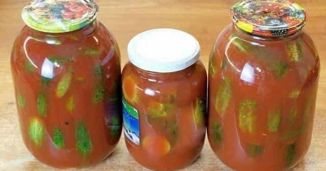 Огурцы в томатном маринаде