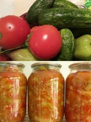 Салат на зиму из кабачков и помидоров и перца